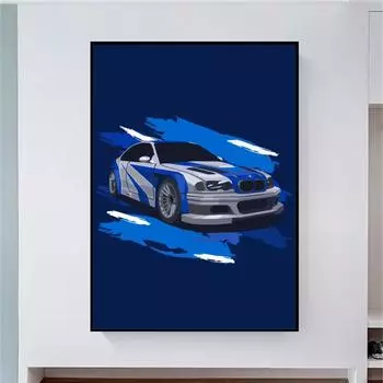 GTR Teen Classic Cool Car Высокое качество автомобиля Настенная художественная печать Фото Домашняя гостиная Подростковая комната Украшение 21*30cm