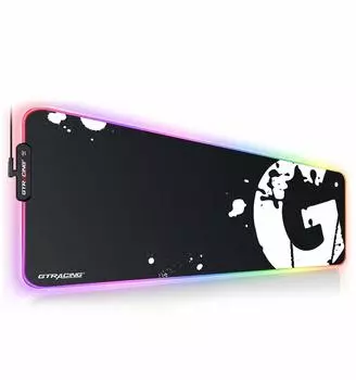GTRACING Игровая мышь RGB Игровая клавиатура Коврик для ПК и USB-кабель Коврик, Большой, Подсветка, Компьютеры, Водонепроницаемый, В комплекте, Нескользящий белый