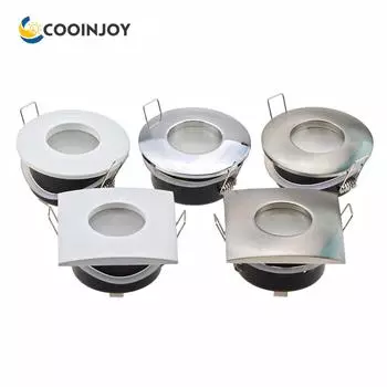 GU10 MR16 Fitting 70mm Cut Hole Bulb Replaceable Down LightChrome Ceiling Recessed Lamp Waterproof IP65 Zinc Alloy Glass Lens