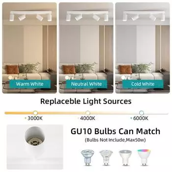 GU10 точечный светодиодный трековый светильник 110 В 220 В светодиодный потолочный светильник для внутреннего освещения для домашнего декора кухни спальни потолочный светильник точечный светильник No GU10 Bulb