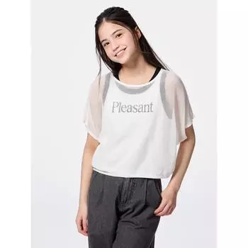 GU by Uniqlo 2-х предметный сетчатый свитер для девочек с коротким рукавом Jr 01 OFF WHITE/M