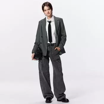 GU by Uniqlo barrel leg cargo jeans+EC length 81.0 cm