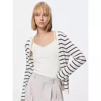 Gu By Uniqlo Cotton Blend Ribbed Camisole Dry 01 OFF WHITE/XS