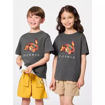 GU by Uniqlo Детский унисекс графический T покемон 08 DARK GRAY/110cm