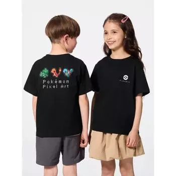 GU by Uniqlo Детский унисекс графический T покемон 09 BLACK/110cm