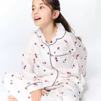 GU by Uniqlo ДЕВОЧКИ Атласная пижама Длинные рукава Длинные брюки Смешанные фрукты
