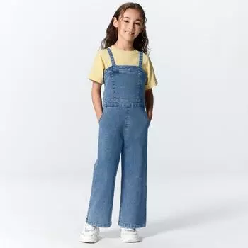 GU by Uniqlo ДЕВОЧКИ джинсовые комбинезоны с открытым верхом брюки+E
