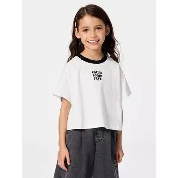 GU by Uniqlo Девочки Графический T Ringer 01 OFF WHITE/100cm