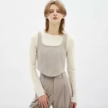 GU by Uniqlo - двухслойная футболка-бюстье с длинными рукавами Q+E