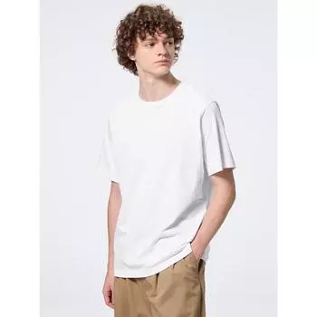 GU by Uniqlo Футболка из хлопка с круглым вырезом 00 WHITE/XS