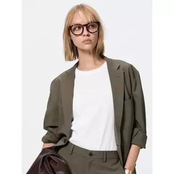 GU by Uniqlo Футболка с круглым вырезом из гладкого хлопка 01 OFF WHITE/XS