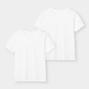 GU by Uniqlo Футболка с внутренним V-образным вырезом и короткими рукавами, 2P