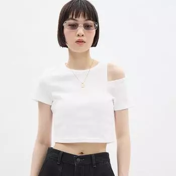 GU by Uniqlo Футболка с вырезом на плече, короткий рукав +E