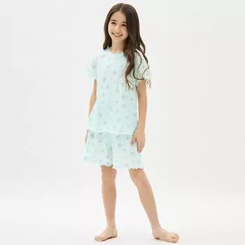 GU by Uniqlo GIRLS Хлопковый комплект для отдыха с короткими рукавами и шортами-ракушками