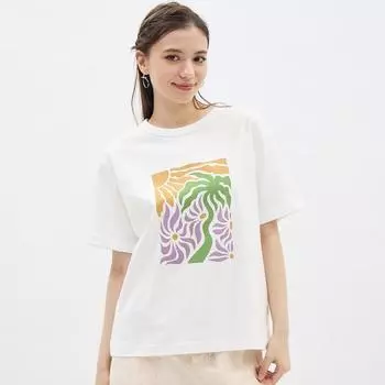 GU by Uniqlo Graphic T 5-минутный рукав пальма +EC