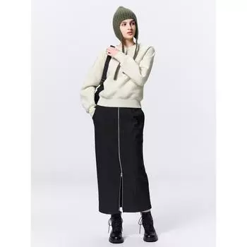 GU by Uniqlo Юбка из флиса с застежкой-молнией спереди и сзади Q 09 BLACK/XS