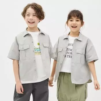 GU by Uniqlo KIDS сухая рубашка в стиле сафари унисекс, рукав 5 минут, можно установить