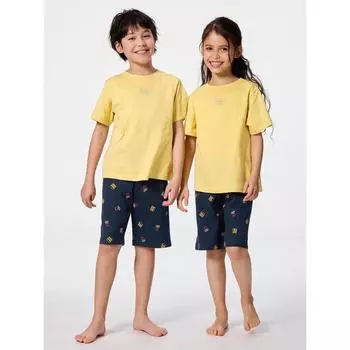 Gu By Uniqlo Kids Унисекс Хлопковый комплект для отдыха Шорты с коротким рукавом Гамбургер 42 YELLOW/100cm