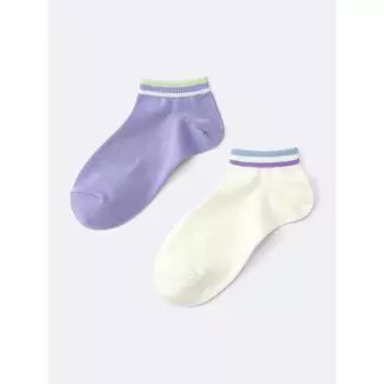 Gu By Uniqlo Kids унисекс короткие носки 2p Line 80 MULTI(PATTERN)1/1618cm