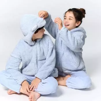 Gu By Uniqlo Kids Унисекс Marshmallow Feel Hoodie Set Cat Длинные рукава Длинные штаны 60 LIGHT BLUE/100cm