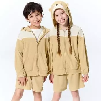 GU by Uniqlo Kids Унисекс Мягкий ворсовый комплект с длинными рукавами Шорты NANDEMOIKIMONO