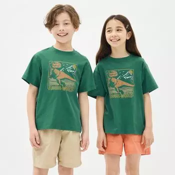 GU by Uniqlo KIDS унисекс с рисунком Т с коротким рукавом МИР ЮРСКОГО 3