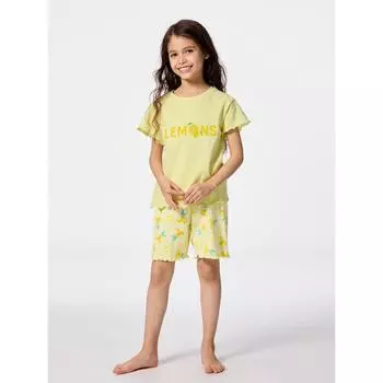 GU by Uniqlo Комплект для отдыха для девочек из хлопка с короткими рукавами, цвет лимон 41 YELLOW/100cm