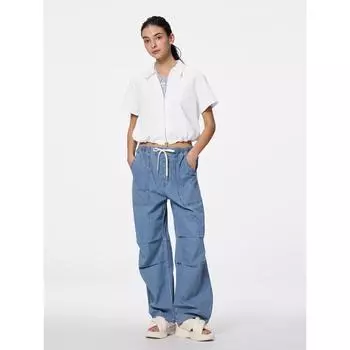 GU by Uniqlo Легкие джинсовые брюки-карго+e 01 OFF WHITE/3XL