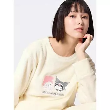 GU by Uniqlo Marshmallow Feel Lounge Set Длинный рукав Sanrio Персонажи 30 NATURAL/XS