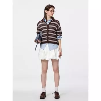 GU by Uniqlo Мини-юбка с пузырчатым подолом Ntq+e 01 OFF WHITE/XS