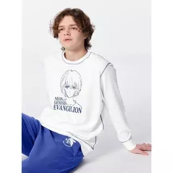 Gu By Uniqlo Мягкий эластичный комплект для дома с длинным рукавом Evangelion 00 WHITE/XS