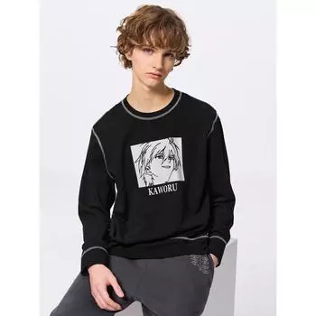 Gu By Uniqlo Мягкий эластичный комплект для дома с длинным рукавом Evangelion 09 BLACK/XS