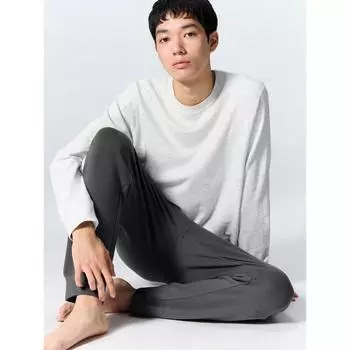 Gu By Uniqlo Мягкий эластичный комплект для отдыха с длинными рукавами и длинными брюками 01 OFF WHITE/L