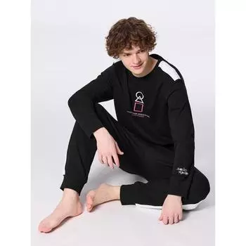 Gu By Uniqlo Мягкий эластичный комплект для отдыха с длинным рукавом Netflix Series Squid Game 09 BLACK/M
