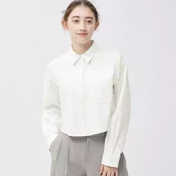 GU by Uniqlo Оксфордская короткая рубашка с длинным рукавом