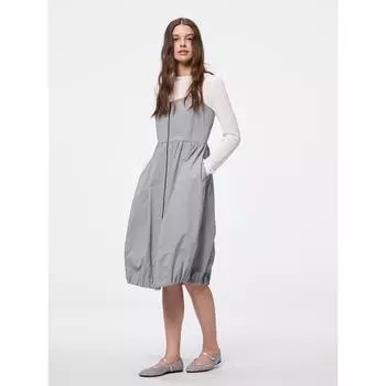GU by Uniqlo Платье с застежкой-молнией спереди и подолом-пузырем+ec, короткая длина 105,0–114,0 см 03 GRAY/S