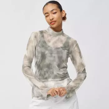 GU by Uniqlo Прозрачная футболка с высоким воротником и длинными рукавами