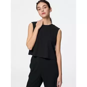 GU by Uniqlo Ребристый пуловер с разрезом без рукавов +ec 09 BLACK/XL