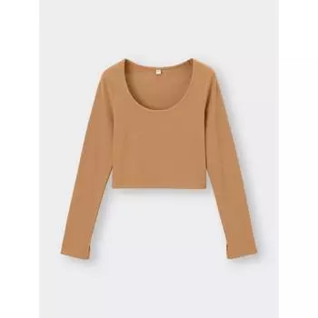 Gu By Uniqlo Rib Cropped T Long Sleeve +os Us Version 34 BROWN/XS