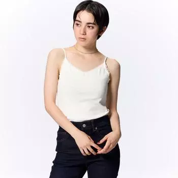 GU by Uniqlo Рубчатая майка из хлопковой смеси Dry 01 OFF WHITE/XS