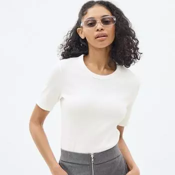 GU by Uniqlo с коротким рукавом в рубчик Т-образной формы 73 PURPLE/S