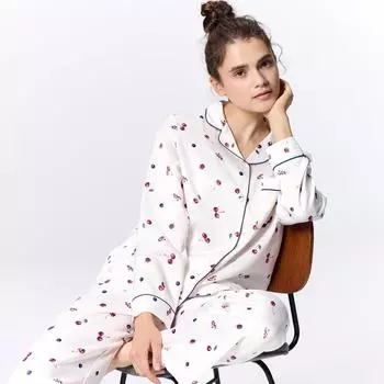 GU by Uniqlo Satin Pajamas Long Sleeves Long Pants Mixed Fruit