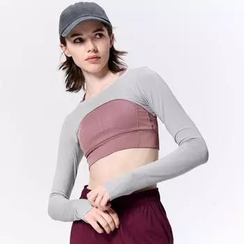 GU by Uniqlo супер укороченная футболка с длинным рукавом GA+E 03 GRAY/XS