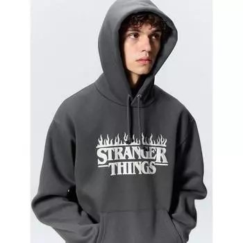 GU by Uniqlo Толстовка с капюшоном Heavyweight Stranger Things 07 GRAY/XS