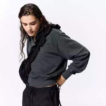 GU by Uniqlo Толстовка с капюшоном из стираного джерси с застежкой-молнией на половину длины