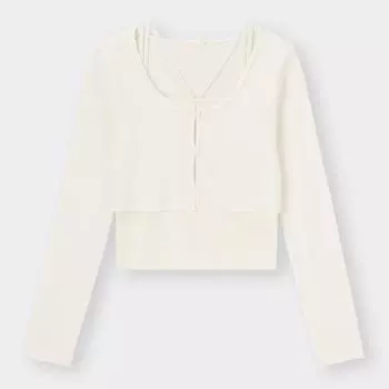 GU by Uniqlo, укороченный кардиган из двух предметов с длинными рукавами + ОС, версия для США