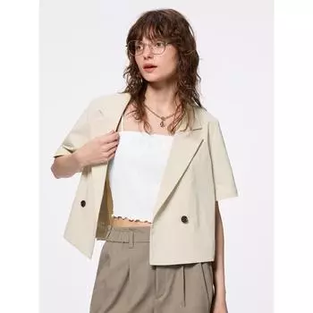 Gu By Uniqlo Укороченный топ-труба с драпировкой Brafeel+e 01 OFF WHITE/XXL