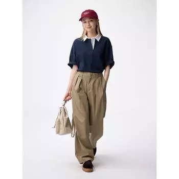 Гу Чино Брюки-бочонки с защипами 09 BLACK/XS