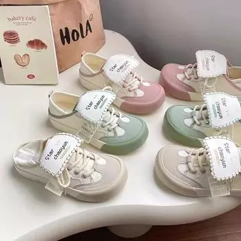 Гу Юньшу Два носят уродливые милые парусиновые туфли с манго-головой женские летние и осенние 2024 нишевые студенческие ленивые ноги на доске 35