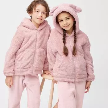 Gu Kids унисекс Marshmallow Feel Parka Set Rabbit Long Sleeves Long Shorts 11 PINK/100cm